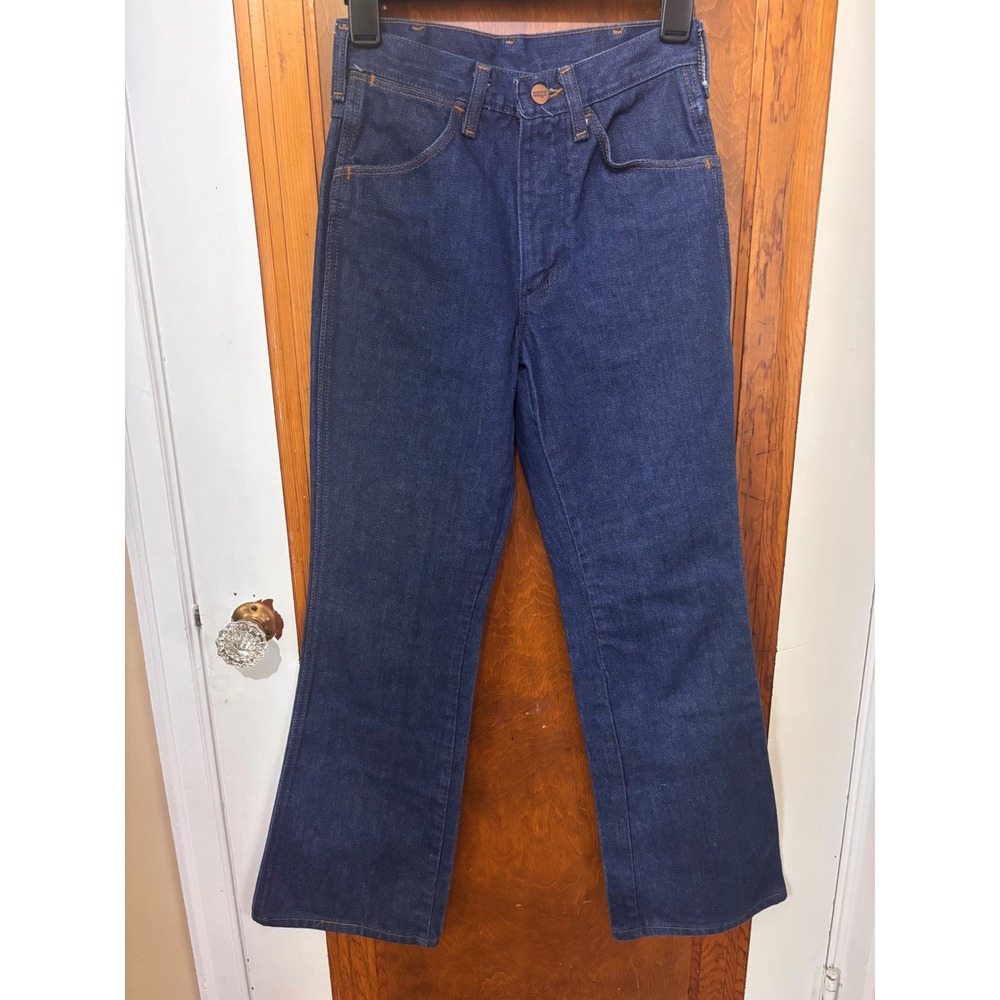 Vintage Wrangler 945 DEN No Fault Jeans 27 Dark Wash Made in USA Bootcut